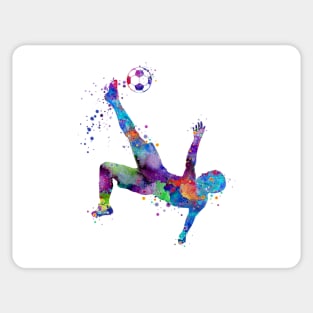 Boy Socer Bicycle Kick Sports Watercolor Gift Sticker